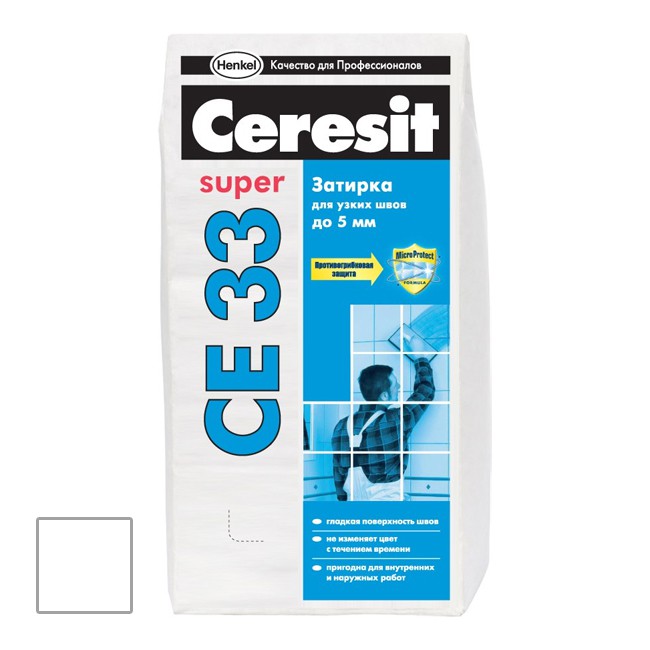 Затирка цементная Ceresit CE 33 Super все цвета 2 кг